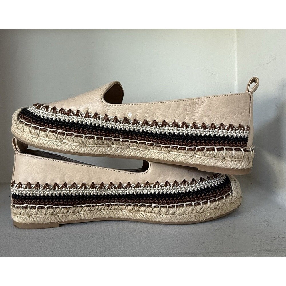 Chico's Giada Deco Espadrille Flats Nude Crochet WOMEN 8M SLIP ON COASTAL - Picture 7 of 11